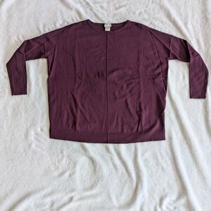 Chico's Purple Front Seam Cashmere Blend Crewneck Sweater Size S (Chico's Sz 0)
